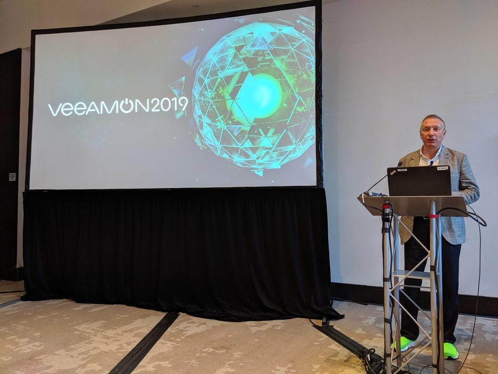 Ratmir Timashev, Veeam Co-Founder and Executive Vice President (EVP), Worldwide Sales and Marketing, briefs the press at VeeamON 2019