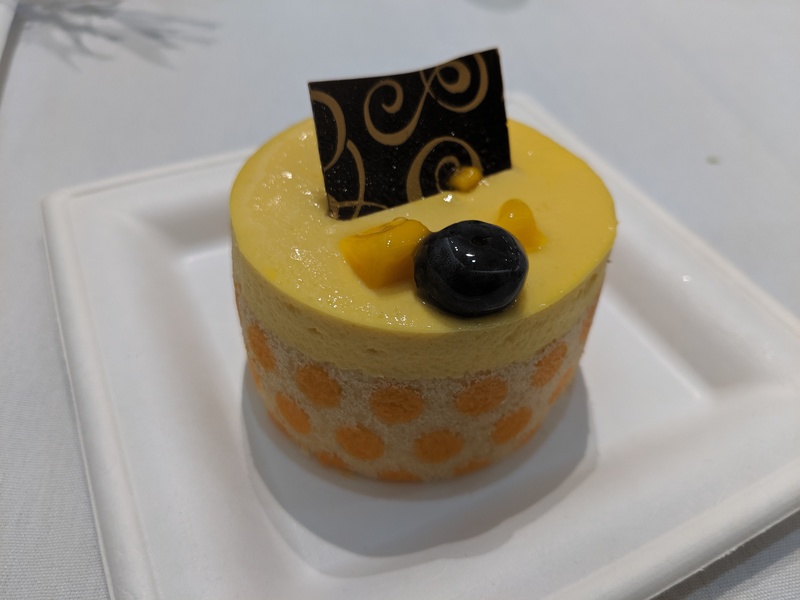 Mango pudding cake dessert cylinder
