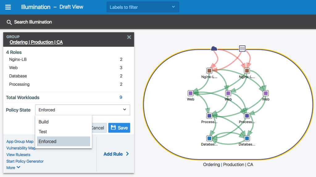 An example of the enhanced Illumio GUI.